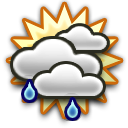 Mostly cloudy Light rain